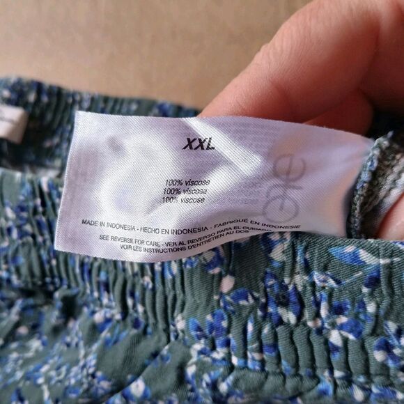 Jessica Simpson Pants XXL Green Floral Blue Pull On Light Womens Cottagecore - Picture 4 of 12